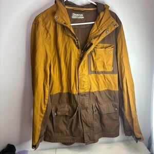 Dravis Mens Large Colorblock Hooded Jacket Canvas Brown Gold Workwearsize large